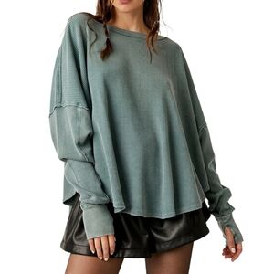 We The Free Microphone Drop Waffle Knit Top Sz M